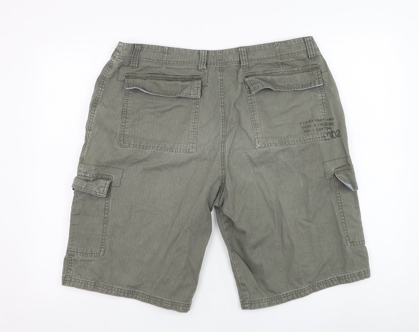 Part Two Mens Green  Cotton Cargo Shorts Size 36 in L11 in Regular Zip