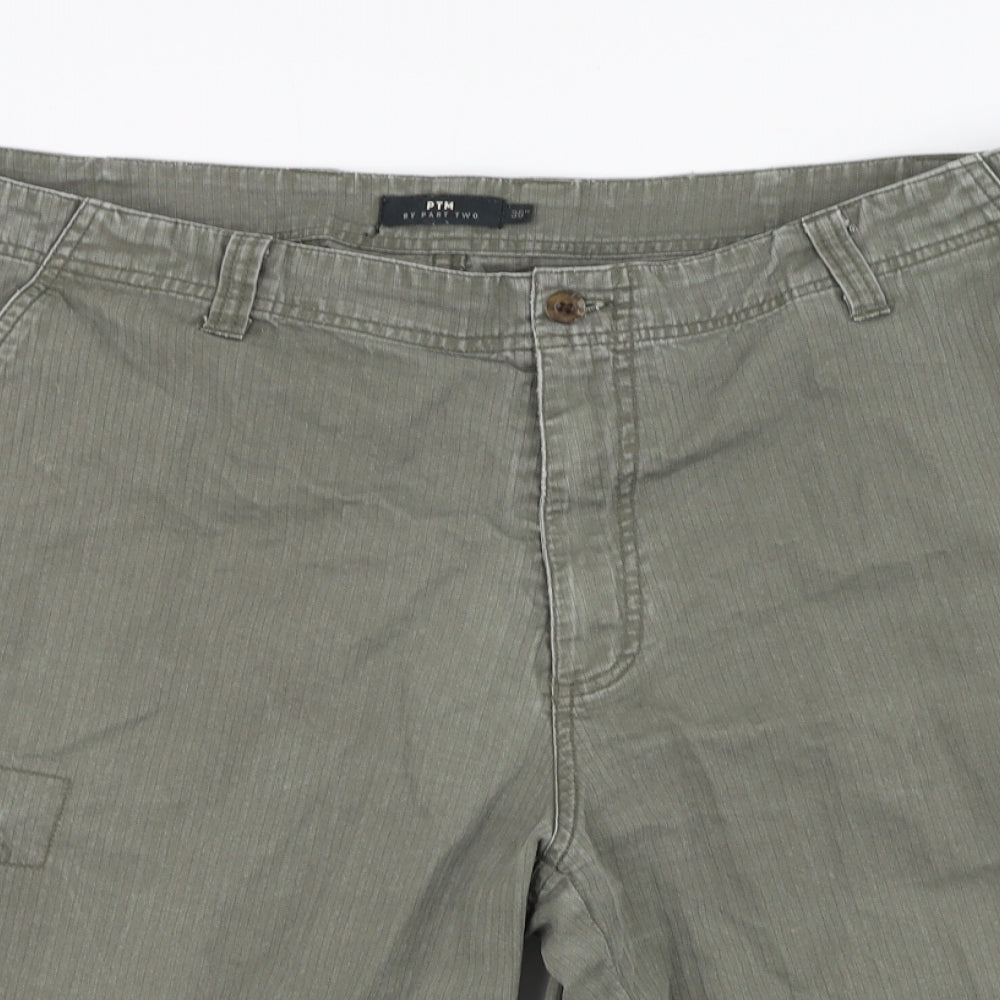 Part Two Mens Green  Cotton Cargo Shorts Size 36 in L11 in Regular Zip