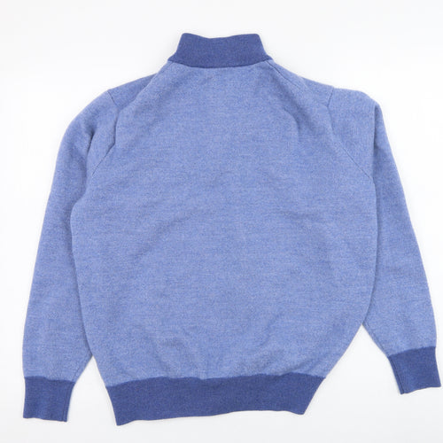 Peter Millar Mens Blue Mock Neck  Wool Henley Jumper Size XL
