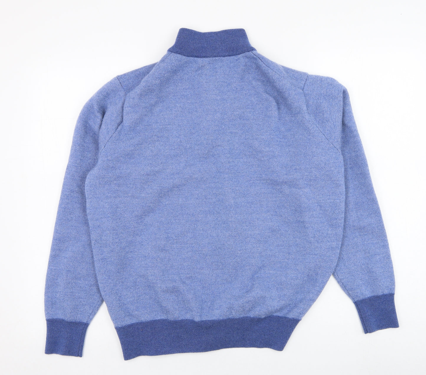 Peter Millar Mens Blue Mock Neck  Wool Henley Jumper Size XL