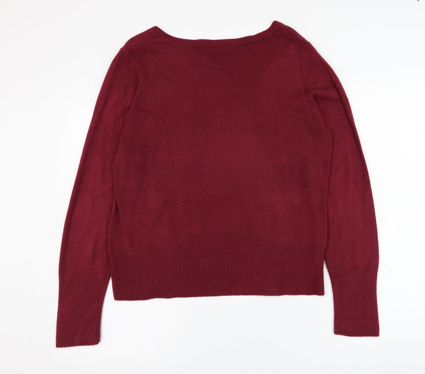 Dorothy Perkins Womens Purple V-Neck  Acrylic Pullover Jumper Size 20