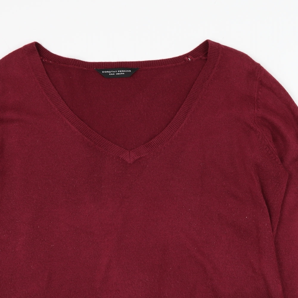 Dorothy Perkins Womens Purple V-Neck  Acrylic Pullover Jumper Size 20
