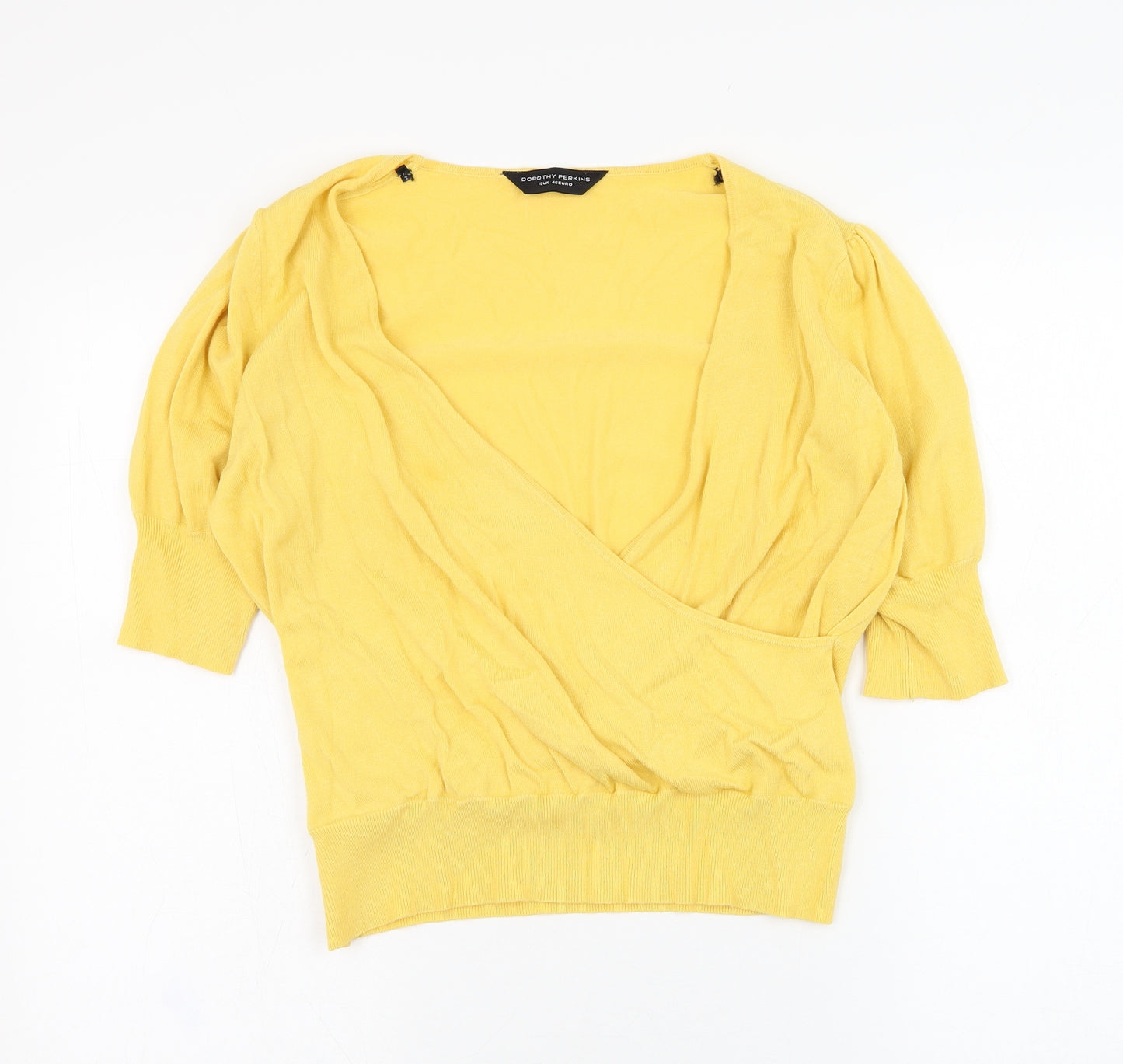Dorothy Perkins Womens Yellow V-Neck  Viscose Pullover Jumper Size 18