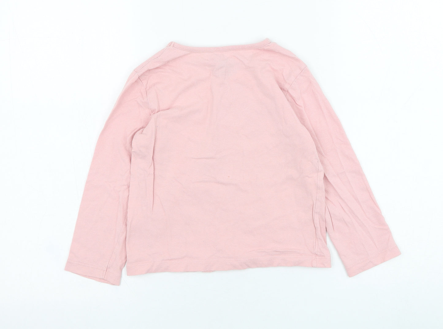 Primark Girls Pink  Cotton Basic T-Shirt Size 5-6 Years Round Neck Pullover - Butterfly
