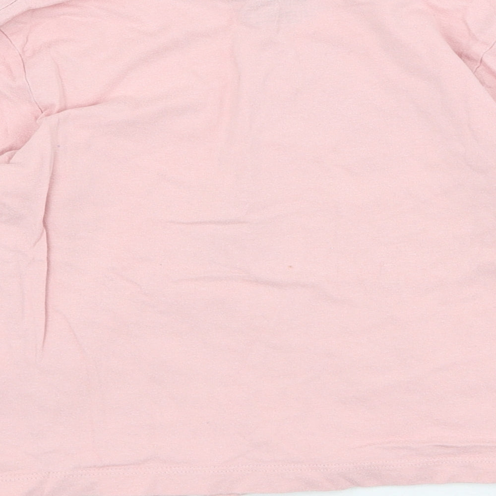 Primark Girls Pink  Cotton Basic T-Shirt Size 5-6 Years Round Neck Pullover - Butterfly
