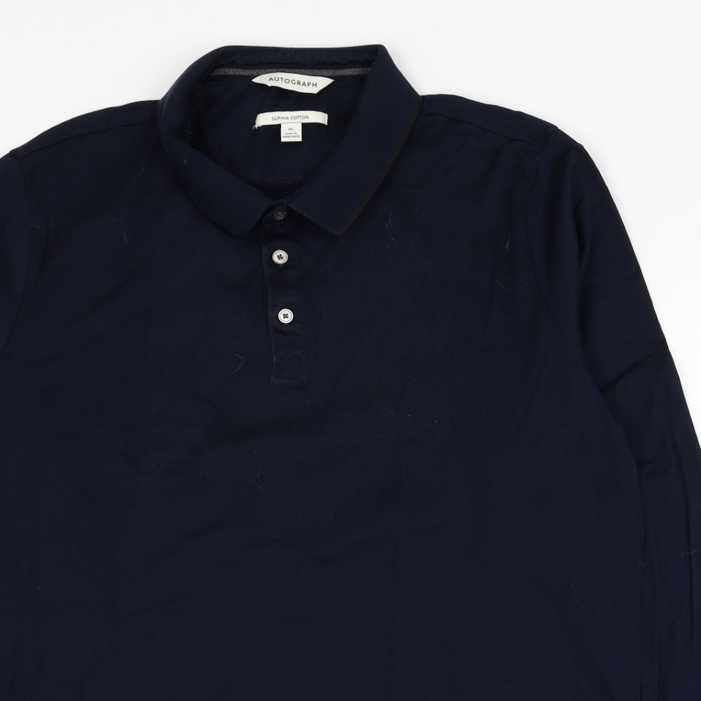 Marks and Spencer Mens Blue  Cotton  Polo Size XL Collared Pullover