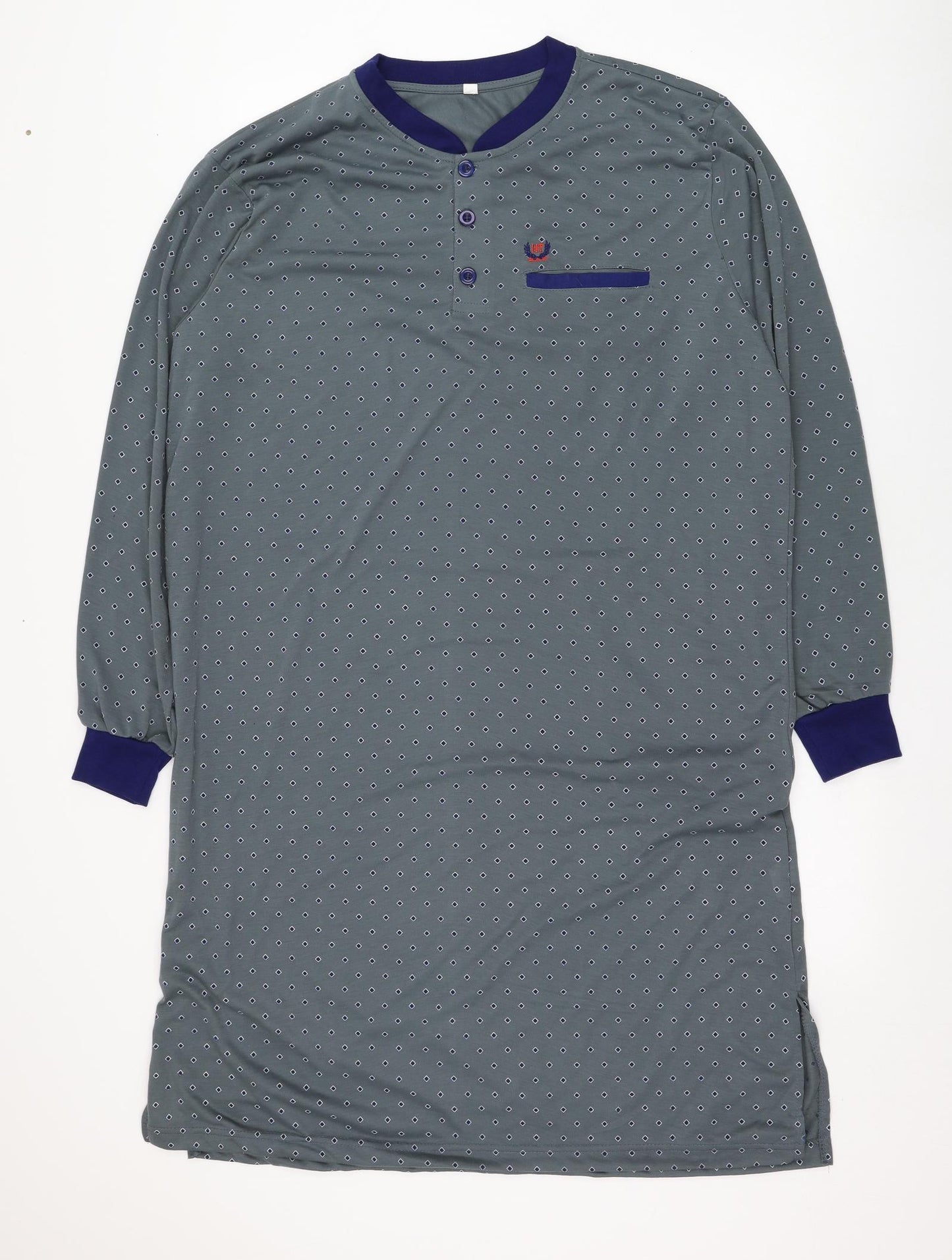 Preworn Mens Grey Geometric Cotton  Nightshirt Size XL  Pullover