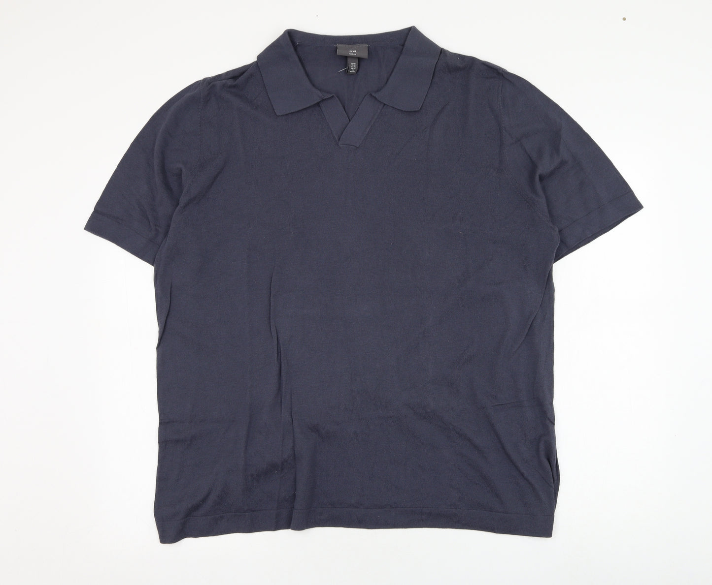 H&M Mens Grey  Cotton  T-Shirt Size XL Collared