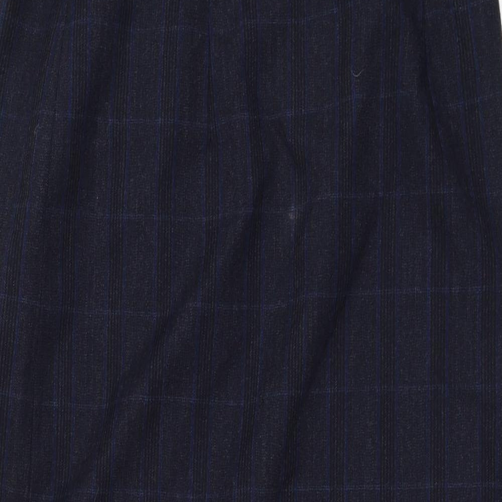 John Rocha Womens Blue Check Wool Straight & Pencil Skirt Size 14   Zip