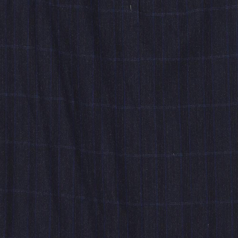 John Rocha Womens Blue Check Wool Straight & Pencil Skirt Size 14   Zip
