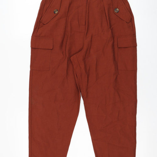 ASOS Womens Brown  Viscose Cropped Trousers Size 8 L23 in Regular Zip