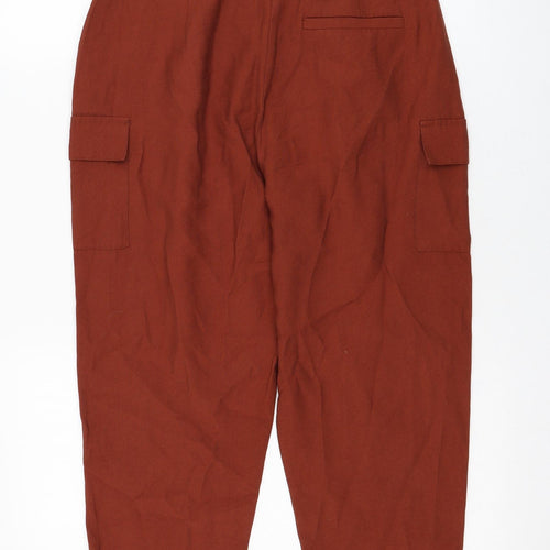 ASOS Womens Brown  Viscose Cropped Trousers Size 8 L23 in Regular Zip