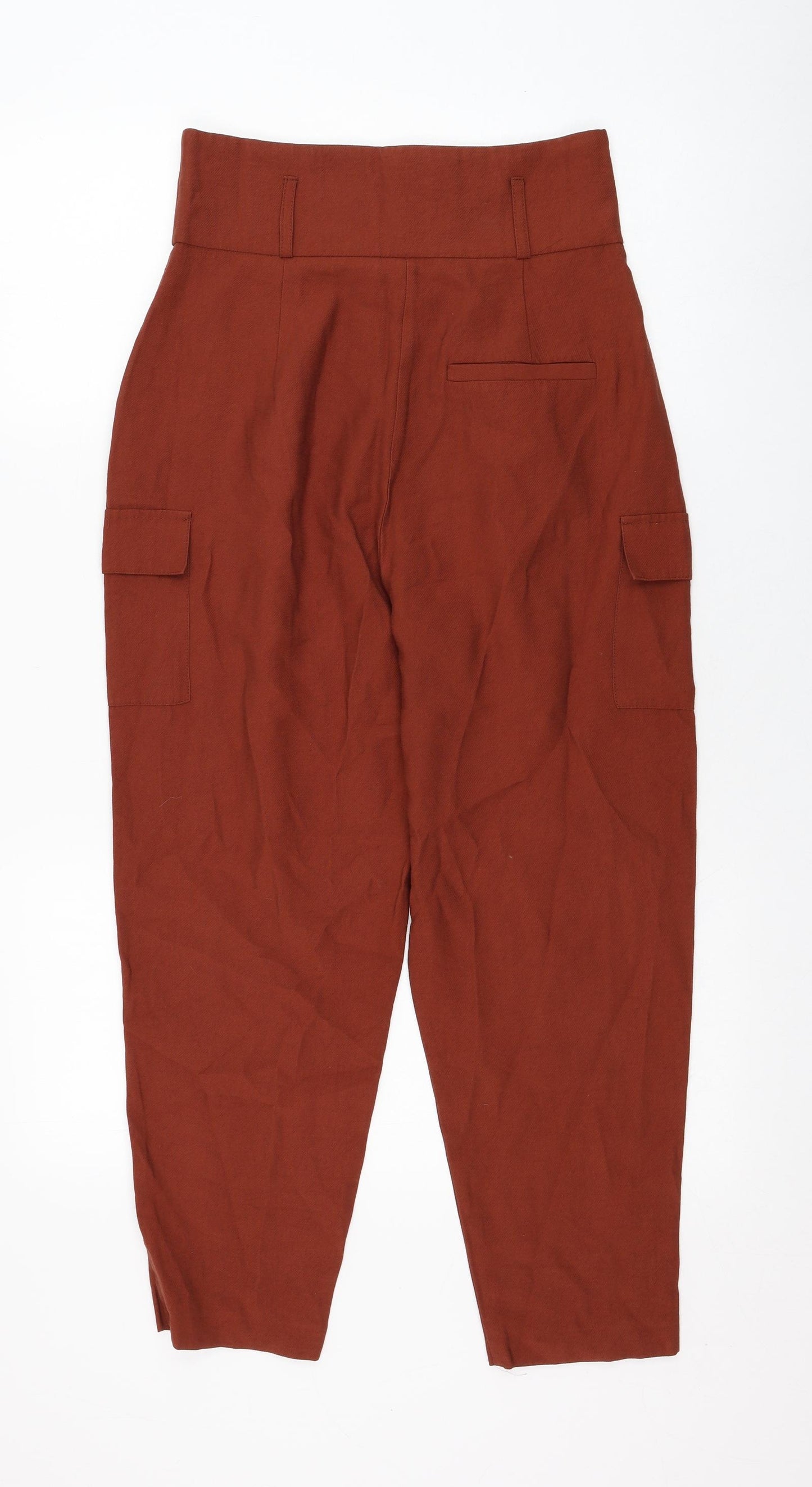 ASOS Womens Brown  Viscose Cropped Trousers Size 8 L23 in Regular Zip