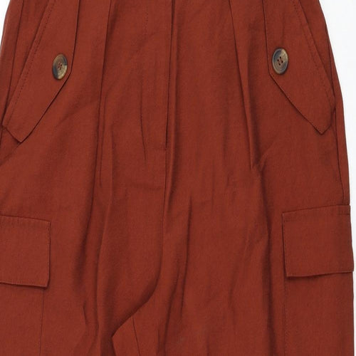 ASOS Womens Brown  Viscose Cropped Trousers Size 8 L23 in Regular Zip