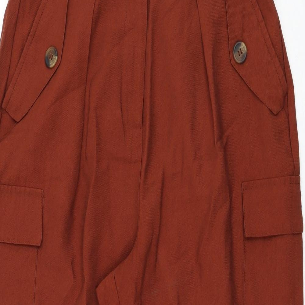 ASOS Womens Brown  Viscose Cropped Trousers Size 8 L23 in Regular Zip