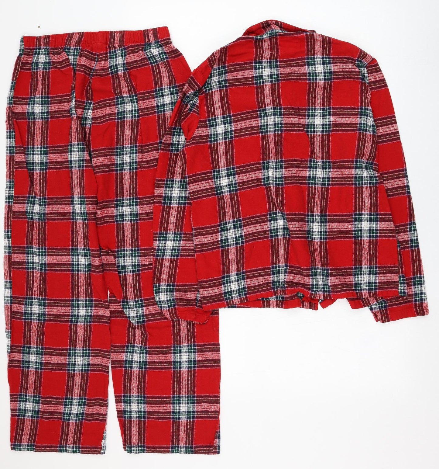 F&F Womens Red Check Cotton Top Pyjama Set Size 8  Button