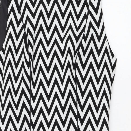 H&M Womens White Striped Polyester Pencil Dress  Size 10  Round Neck Button