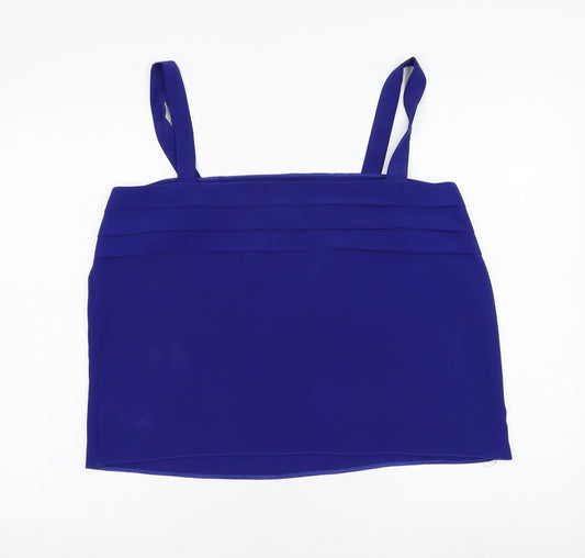 Front view of Vogue women’s blue polyester basic tank, size UK 20, square neck