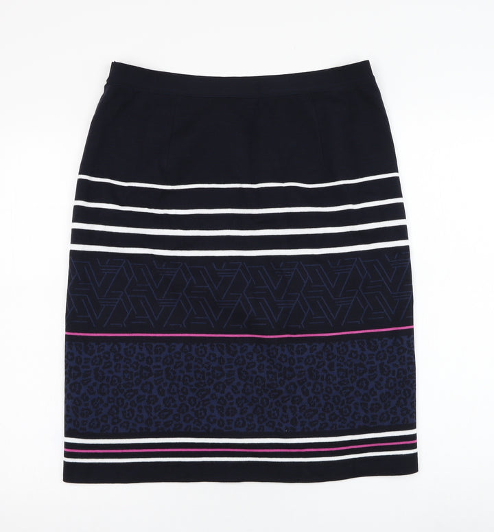 Preworn Womens Blue Geometric Polyester Straight & Pencil Skirt Size 34 in