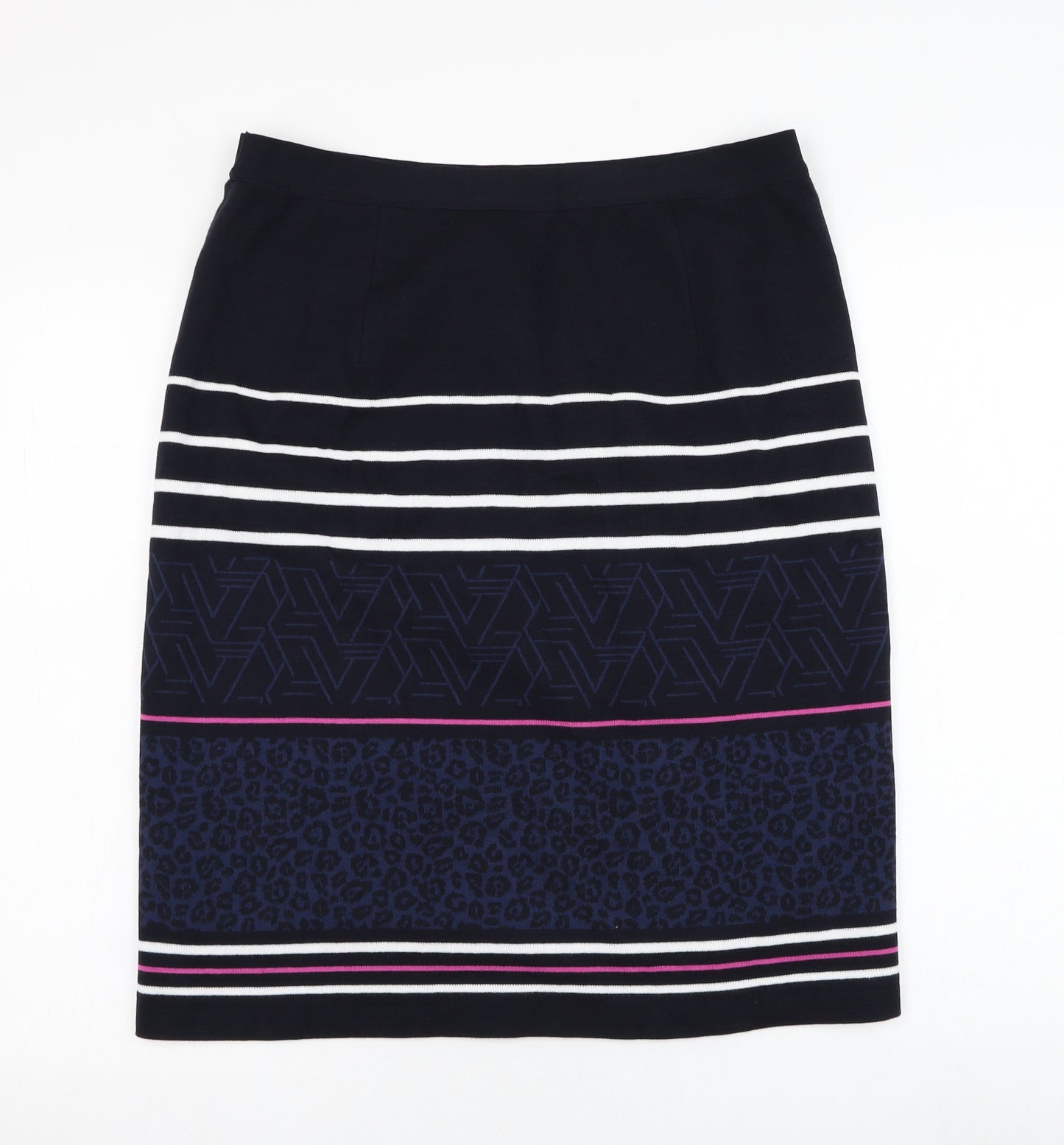 Preworn Womens Blue Geometric Polyester Straight & Pencil Skirt Size 34 in