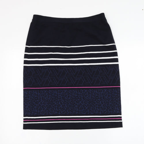 Preworn Womens Blue Geometric Polyester Straight & Pencil Skirt Size 34 in