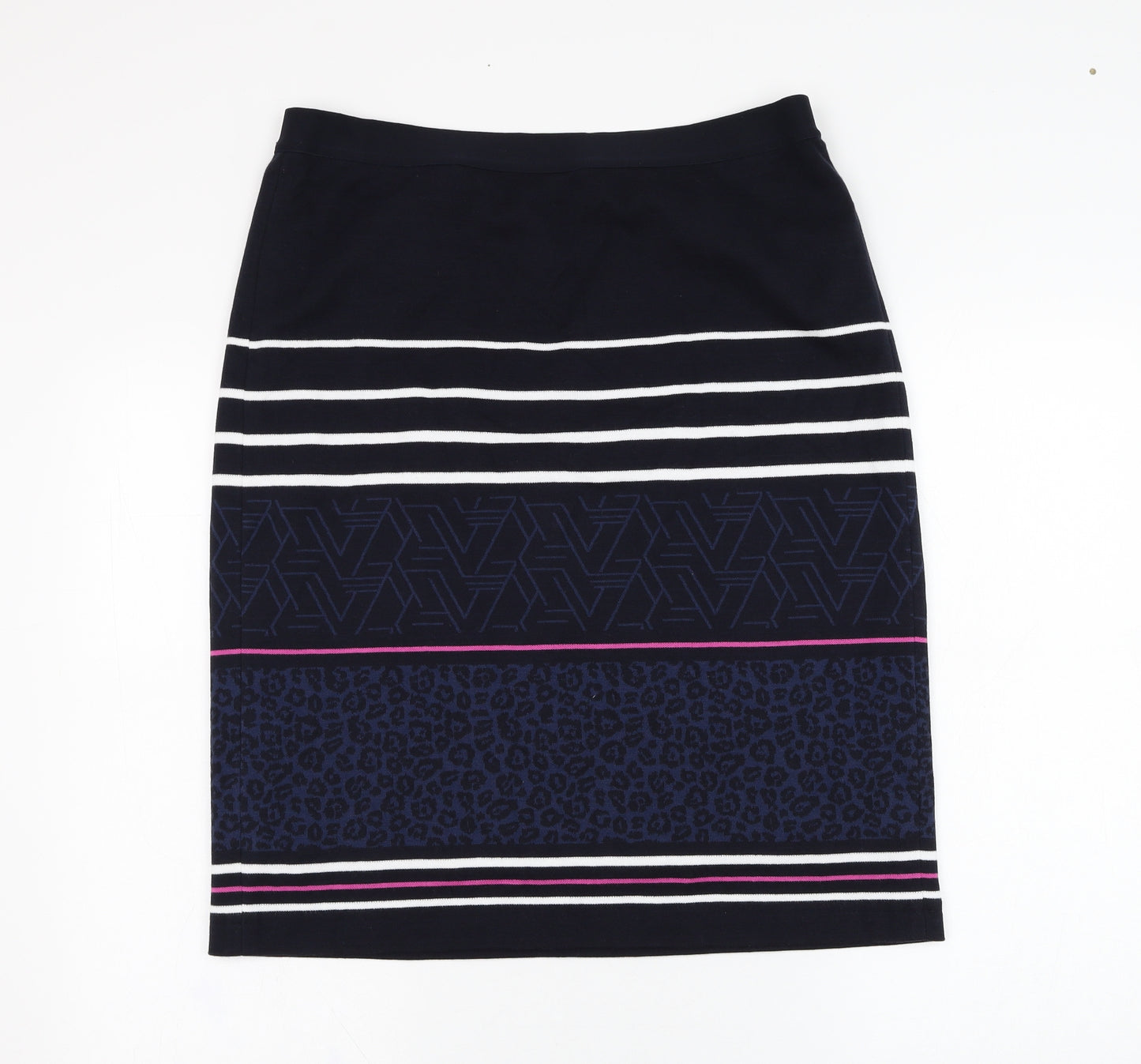 Preworn Womens Blue Geometric Polyester Straight & Pencil Skirt Size 34 in