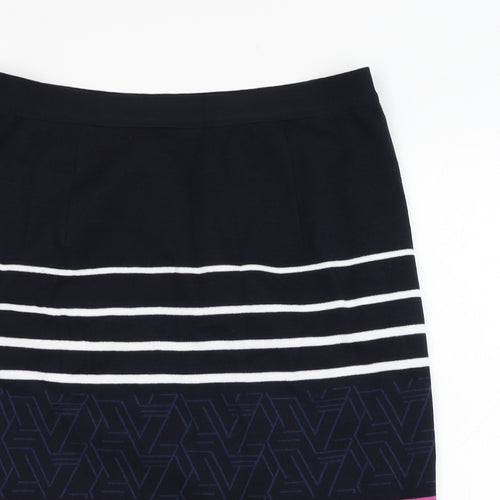 Preworn Womens Blue Geometric Polyester Straight & Pencil Skirt Size 34 in