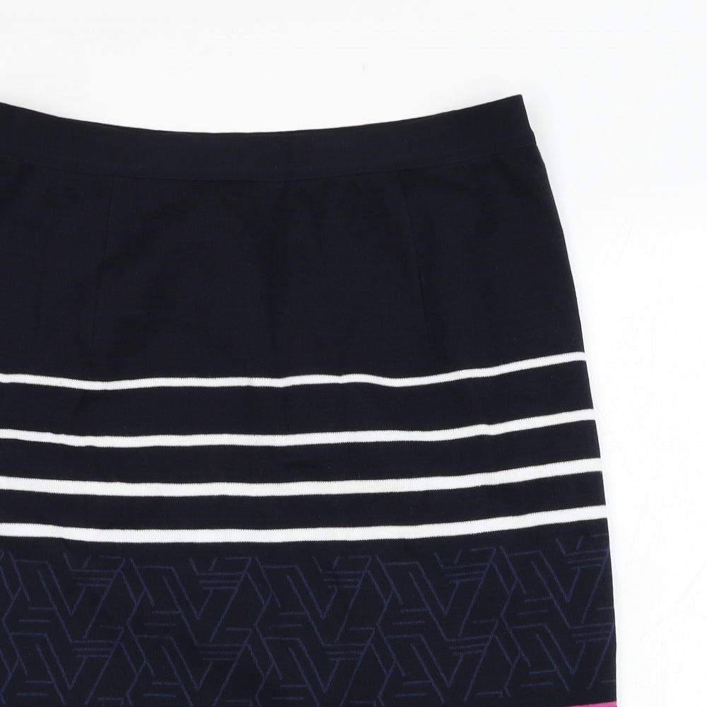 Preworn Womens Blue Geometric Polyester Straight & Pencil Skirt Size 34 in