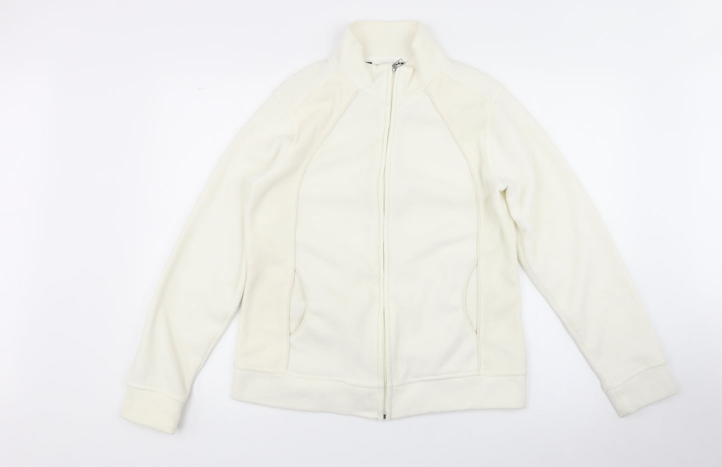 Dunnes Womens White  100% Polyester Full Zip Sweatshirt Size 12
