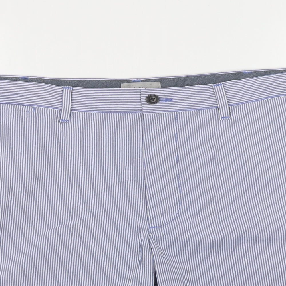 Marks and Spencer Mens Blue Striped Cotton Cargo Shorts Size 42 in L11 in Regular