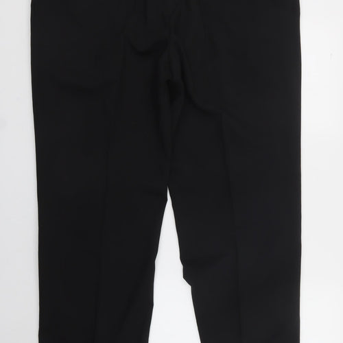 Marks and Spencer Mens Black  Wool Trousers  Size 42 in L33 in Regular Zip