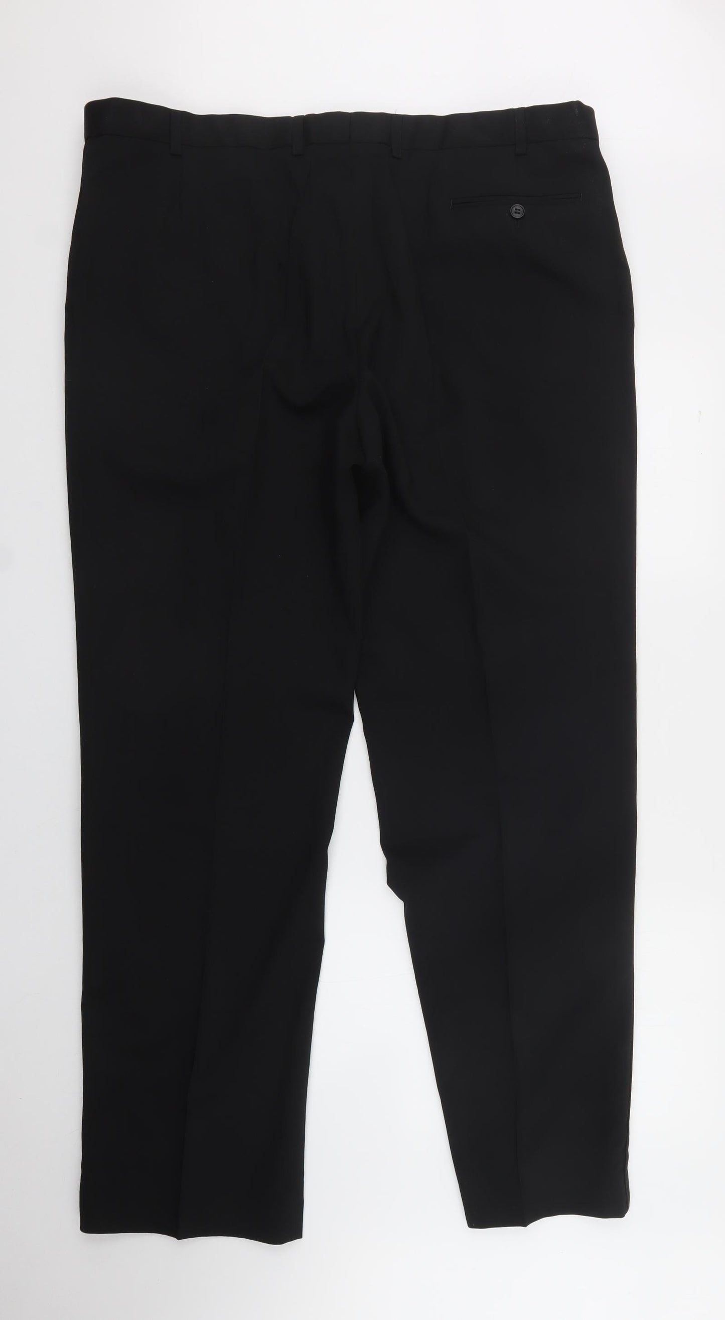Marks and Spencer Mens Black  Wool Trousers  Size 42 in L33 in Regular Zip
