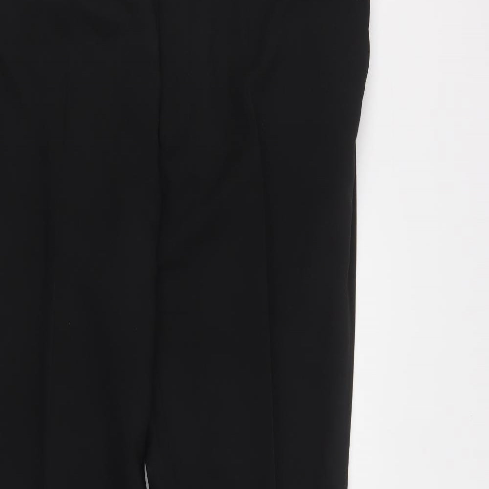 Marks and Spencer Mens Black  Wool Trousers  Size 42 in L33 in Regular Zip