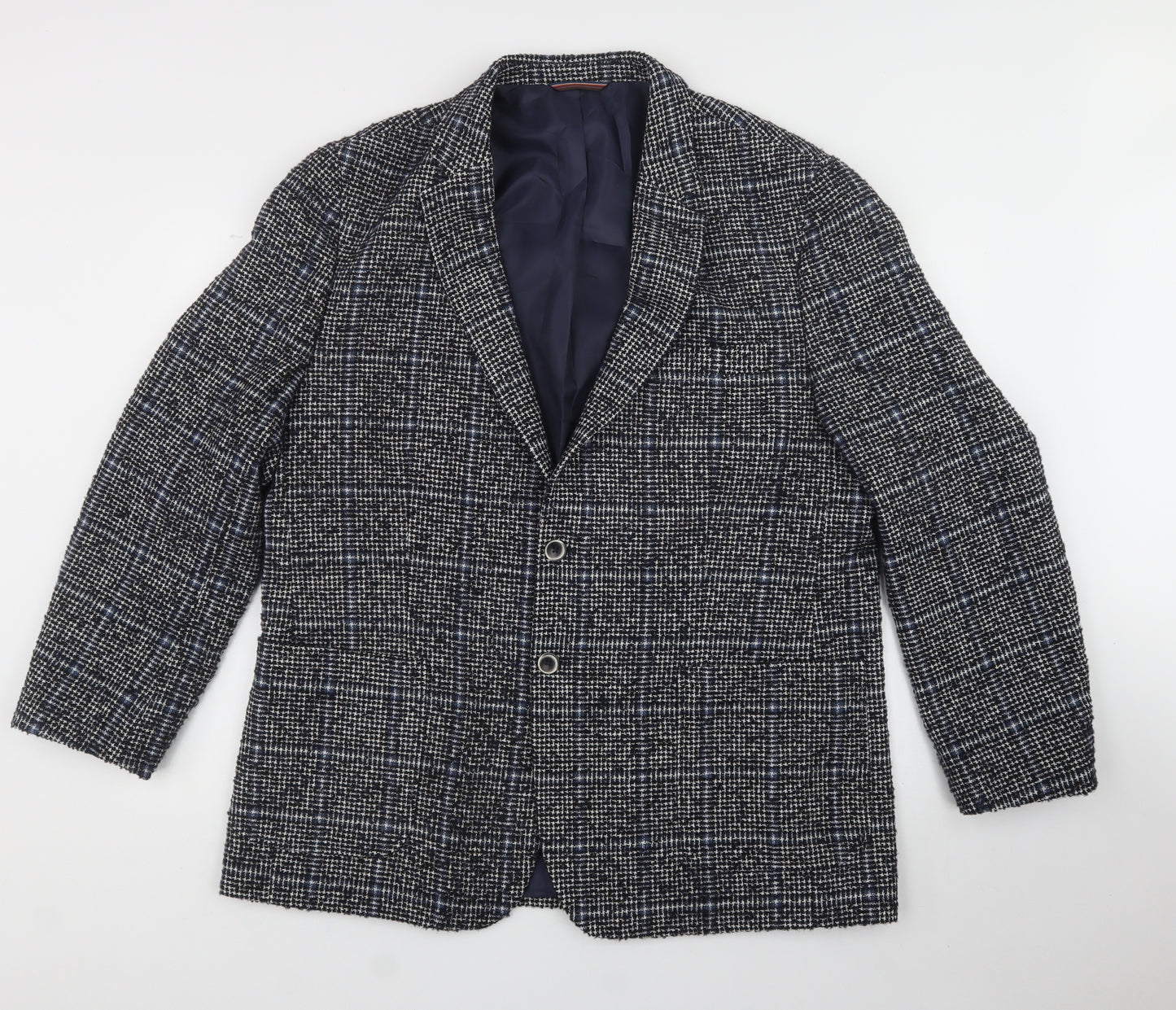 new canadian  Mens Black Plaid Polyester Jacket Blazer Size 48