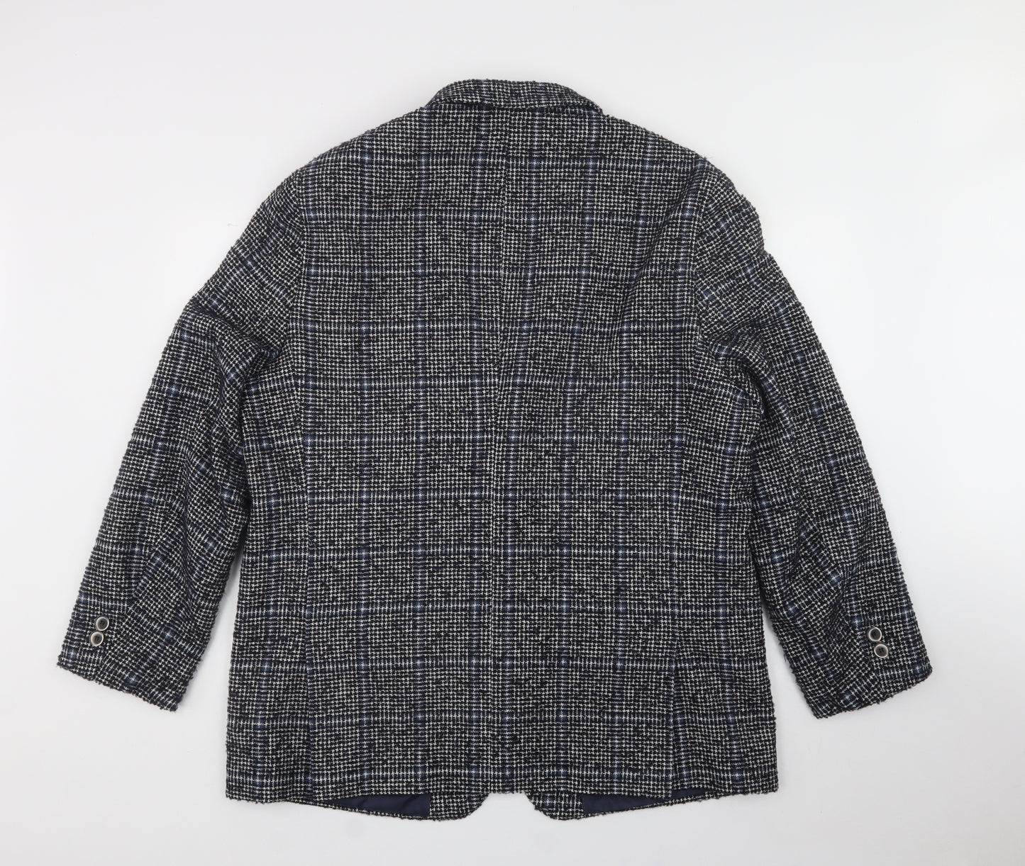 new canadian  Mens Black Plaid Polyester Jacket Blazer Size 48