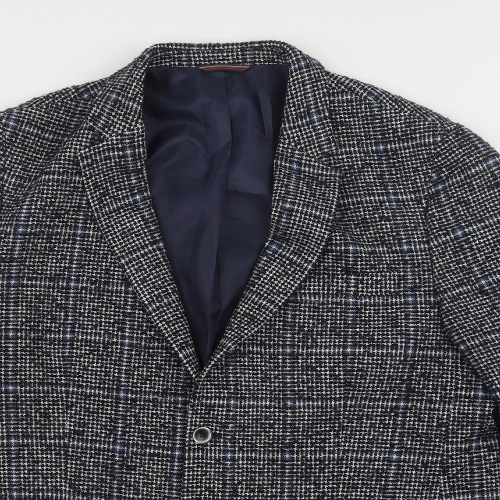 new canadian  Mens Black Plaid Polyester Jacket Blazer Size 48
