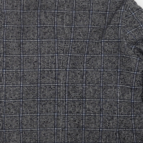 new canadian  Mens Black Plaid Polyester Jacket Blazer Size 48