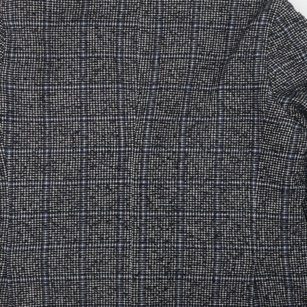new canadian  Mens Black Plaid Polyester Jacket Blazer Size 48
