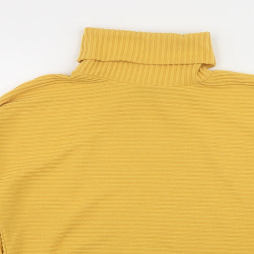 New Look Womens Yellow  Polyester Basic T-Shirt Size S High Neck