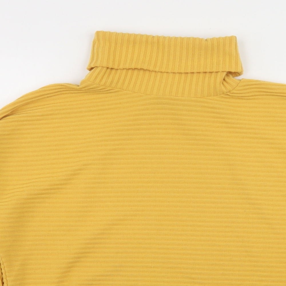 New Look Womens Yellow  Polyester Basic T-Shirt Size S High Neck