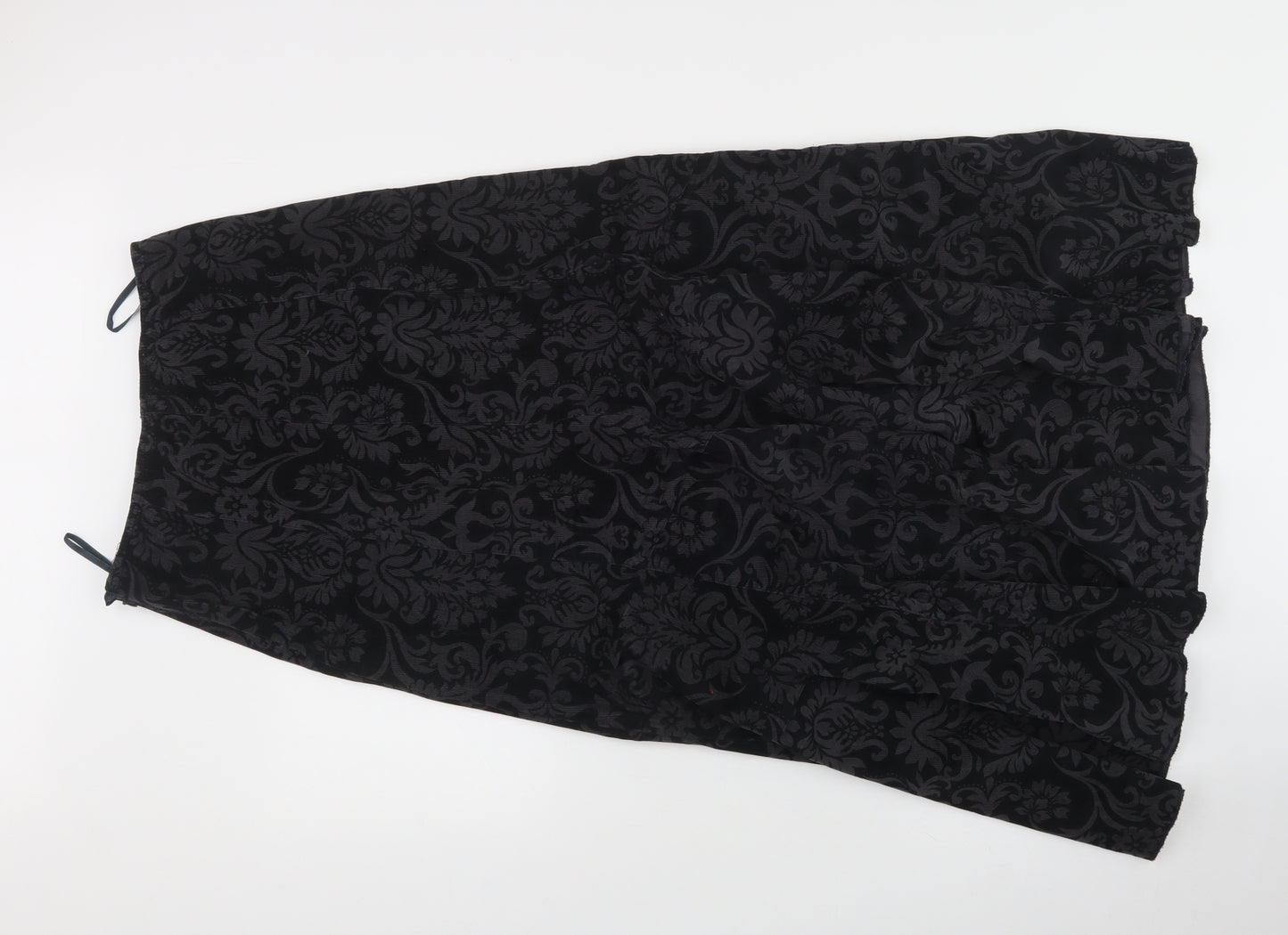 Per Una Womens Black Floral Cotton Maxi Skirt Size 10