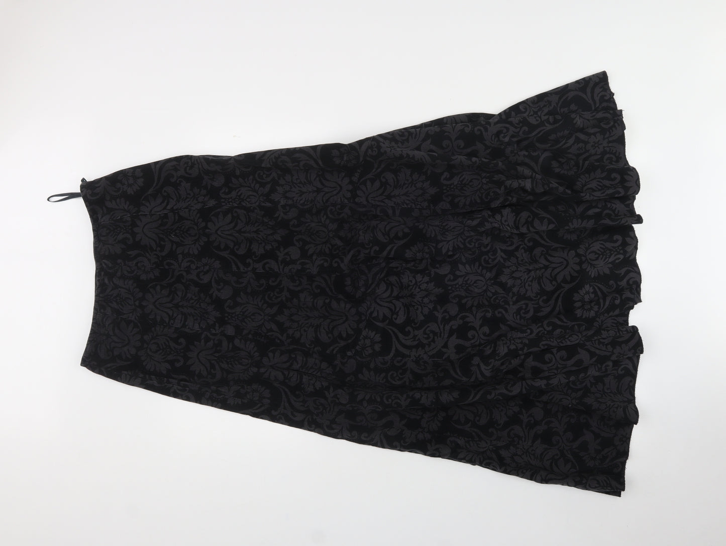 Per Una Womens Black Floral Cotton Maxi Skirt Size 10