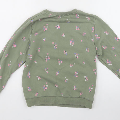 H&M Girls Green Floral Cotton Pullover Sweatshirt    - Paris