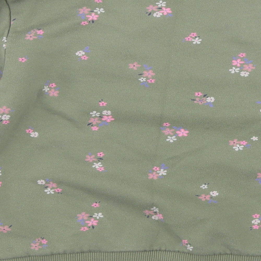 H&M Girls Green Floral Cotton Pullover Sweatshirt    - Paris