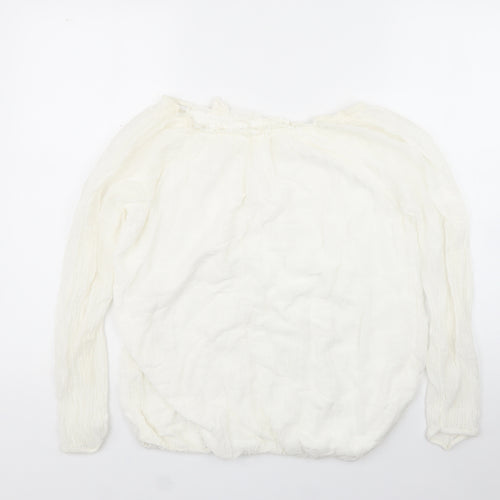 Preworn Womens White  Viscose Basic Blouse Size 14 Off the Shoulder