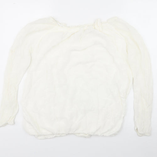 Preworn Womens White  Viscose Basic Blouse Size 14 Off the Shoulder