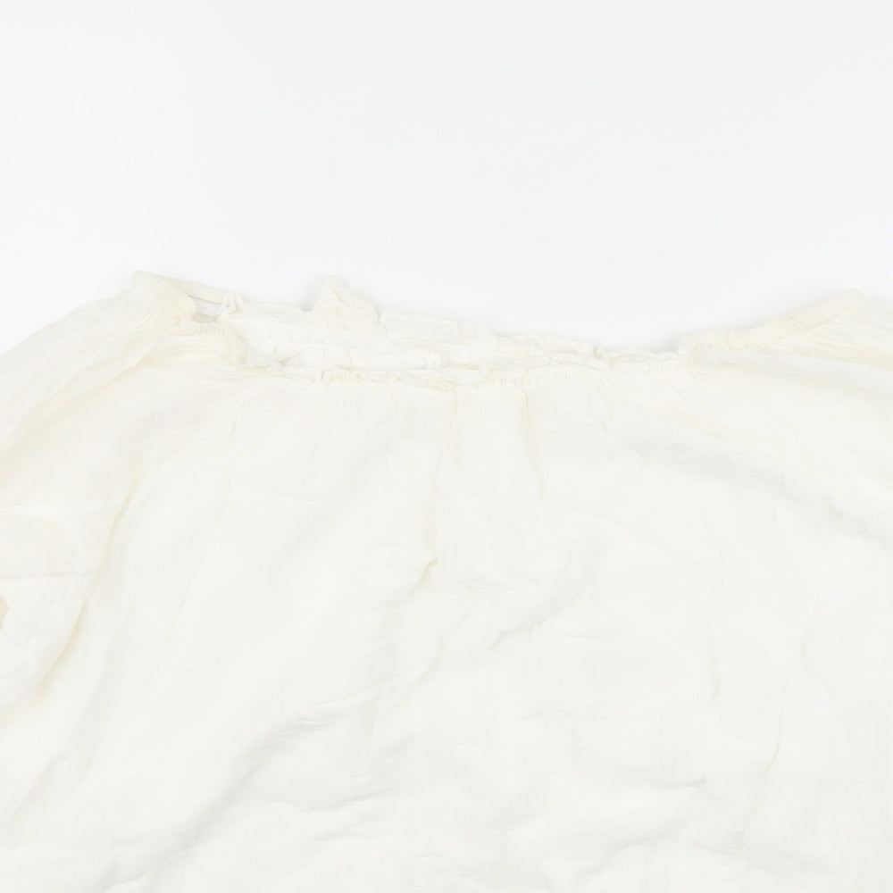 Preworn Womens White  Viscose Basic Blouse Size 14 Off the Shoulder