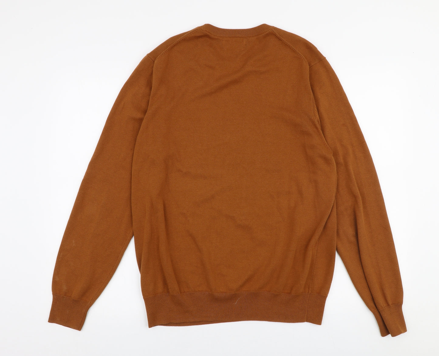 Marks and Spencer Mens Brown Round Neck  Cotton Pullover Jumper Size L