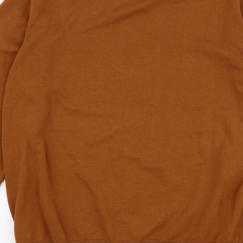 Marks and Spencer Mens Brown Round Neck  Cotton Pullover Jumper Size L
