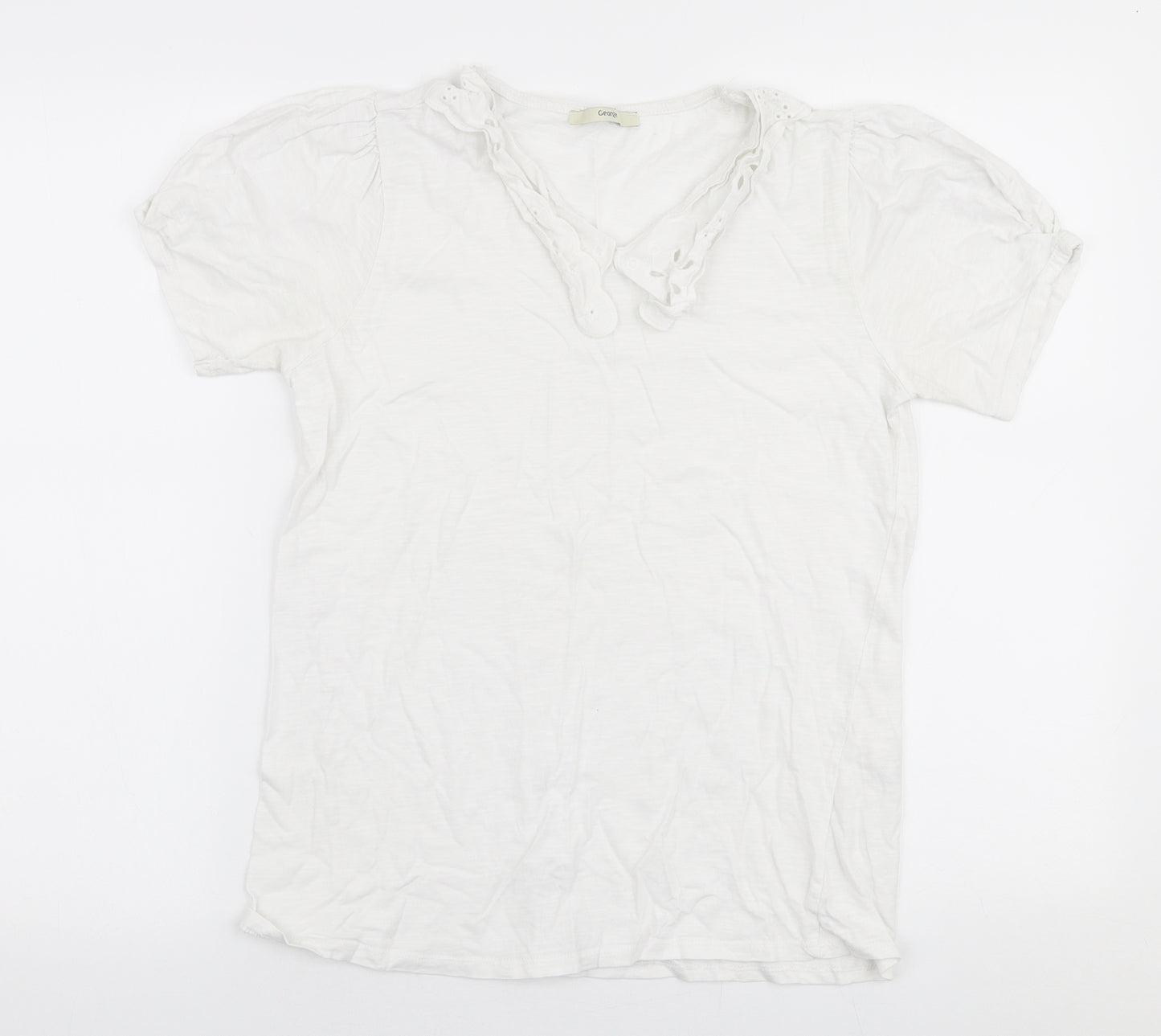 George Womens White  100% Cotton Jersey T-Shirt Size 10 Collared